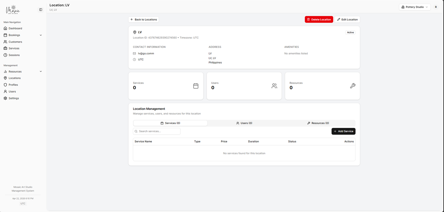 Form for editing an existing location